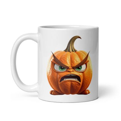 Halloween Angry Pumpkin 1 White Coffee Mug