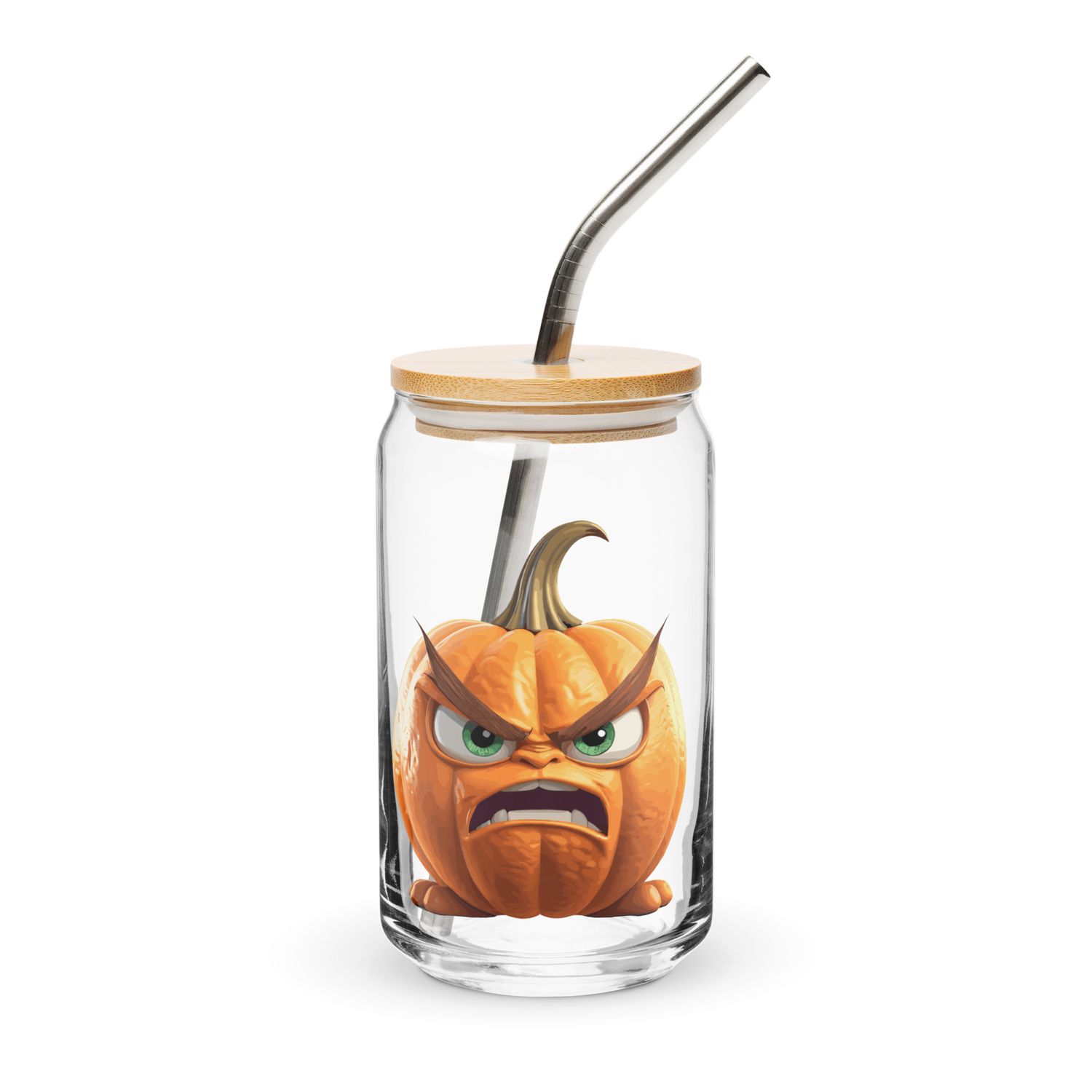 Halloween Angry Pumpkin 1 Can-Shaped Glass
