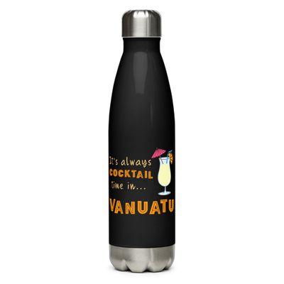 Its Always Cocktail Time in Vanuatu, Tropical Cocktail Vibes Stainless Steel Water Bottle