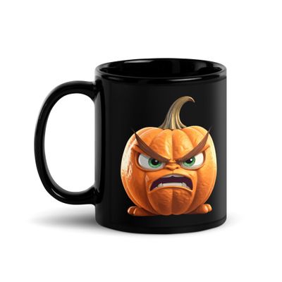 Halloween Angry Pumpkin 1  Black Coffee Mug