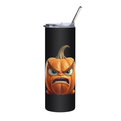 Halloween Angry Pumpkin 1  Stainless Steel Tumbler