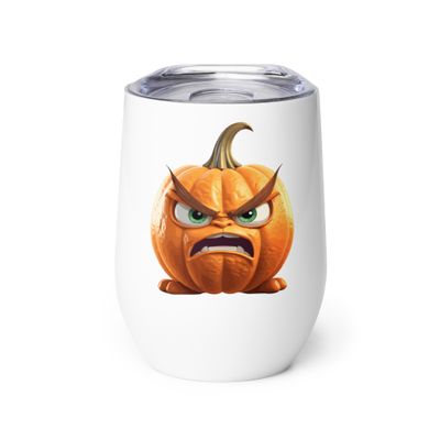Halloween Angry Pumpkin 1 Wine Tumbler