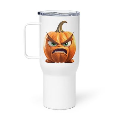 Halloween Angry Pumpkin 1 Travel Mug with a Handle