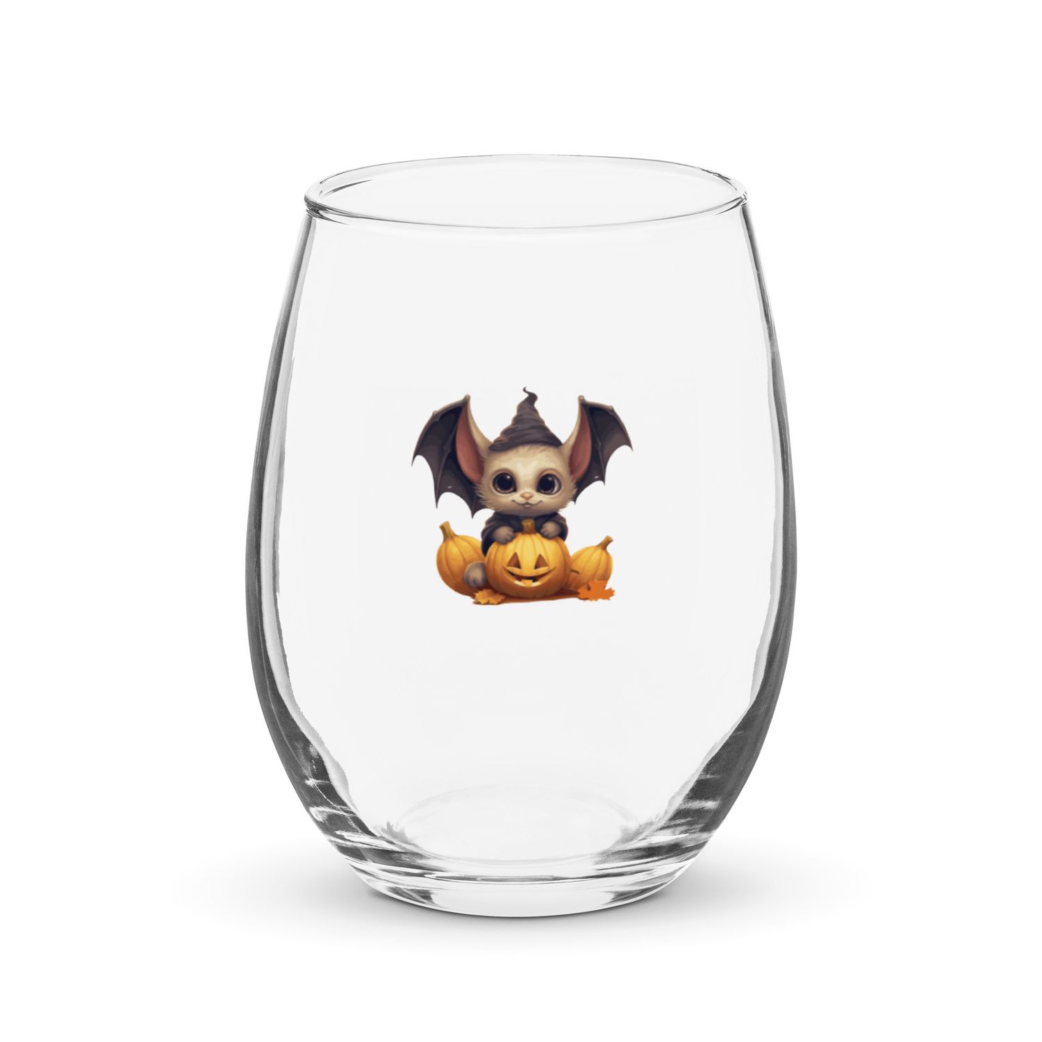 Halloween Cute Bat 1 Stemless Wine Glass