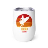 Surfing Tofino Canada, Canadian Surfer Girl Wine Tumbler