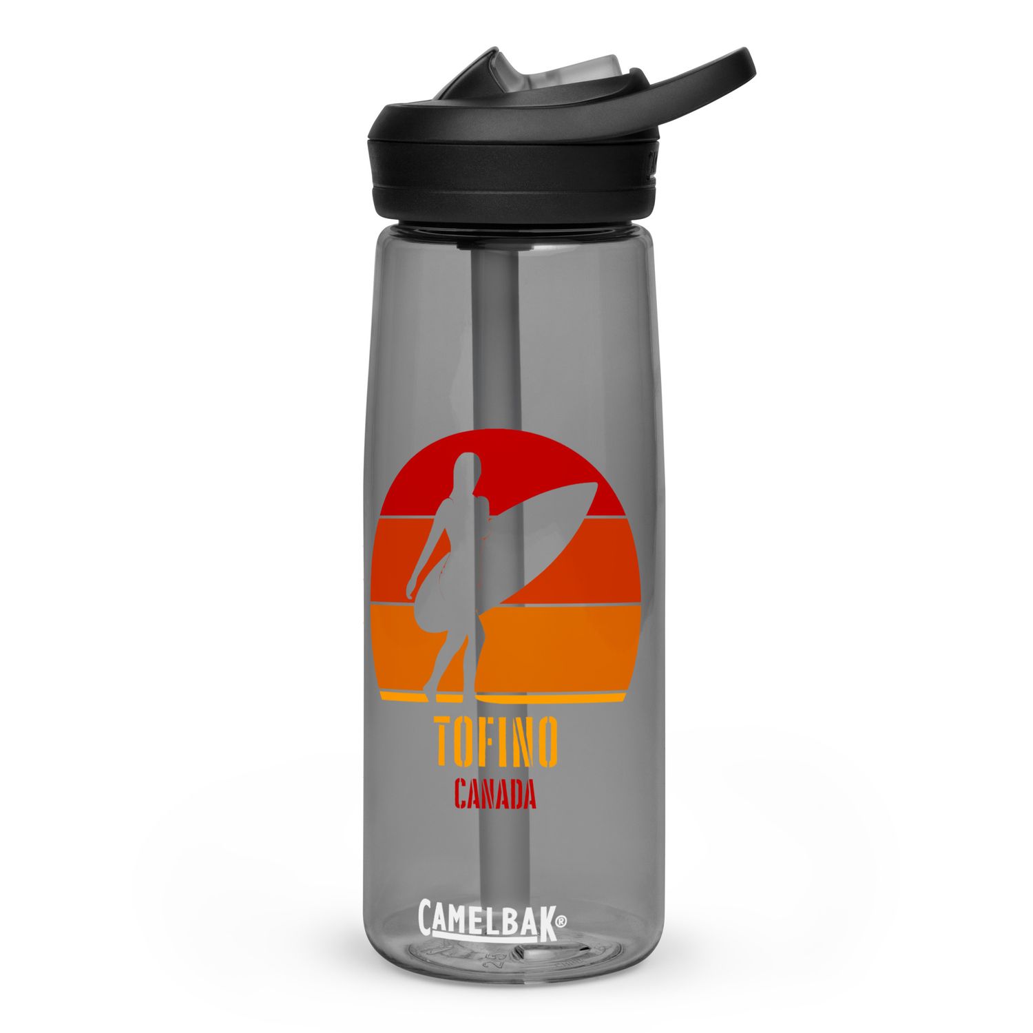 Surfing Tofino Canada, Canadian Surfer Girl Sports Water Bottle