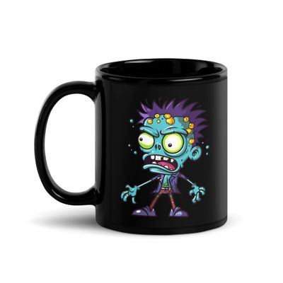 Halloween Cartoon Zombie 1 Black Coffee Mug