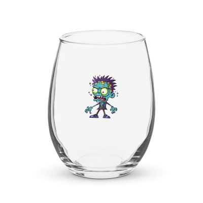 Halloween Cartoon Zombie 1 Stemless Wine Glass
