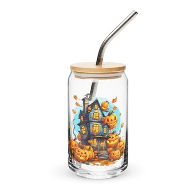 Halloween Haunted House 1 Can-Shaped Glass