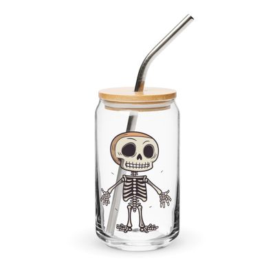 Halloween Skeleton 1 Can-Shaped Glass