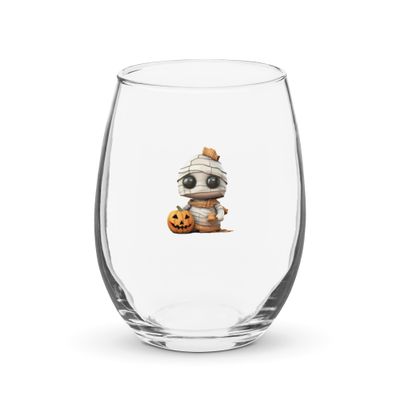 Halloween Mummy 1 Stemless Wine Glass