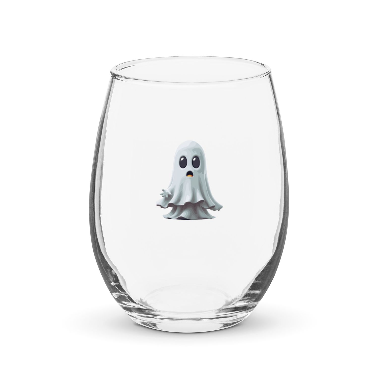 Halloween White Ghost 1 Stemless Wine Glass