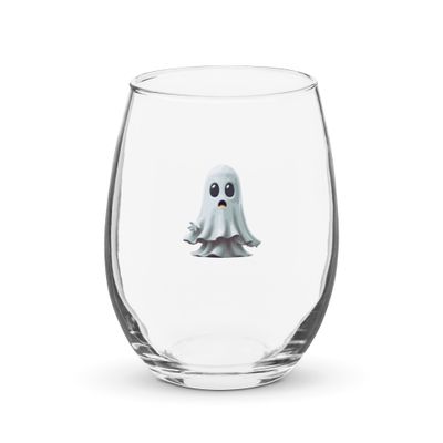 Halloween White Ghost 1 Stemless Wine Glass