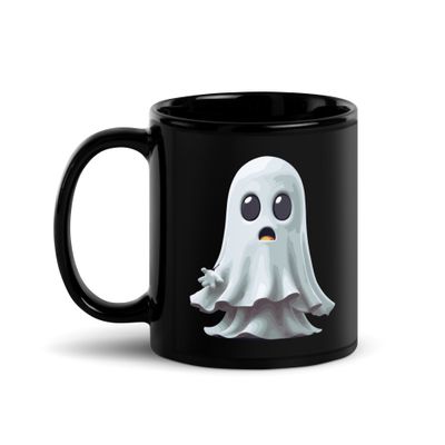 Halloween White Ghost 1 Black Coffee Mug