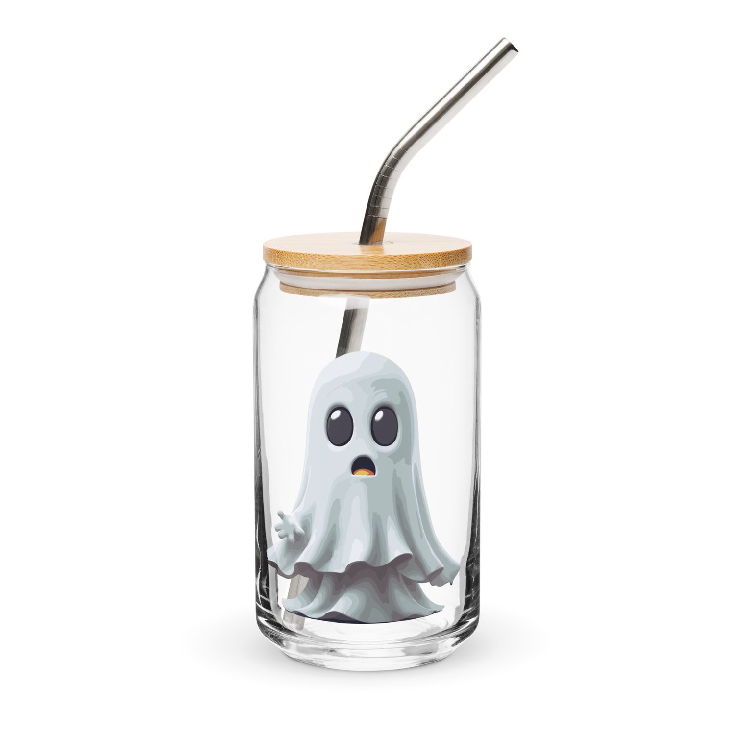 Halloween White Ghost 1 Can-Shaped Glass