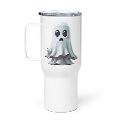 Halloween White Ghost 1 Travel Mug with a Handle