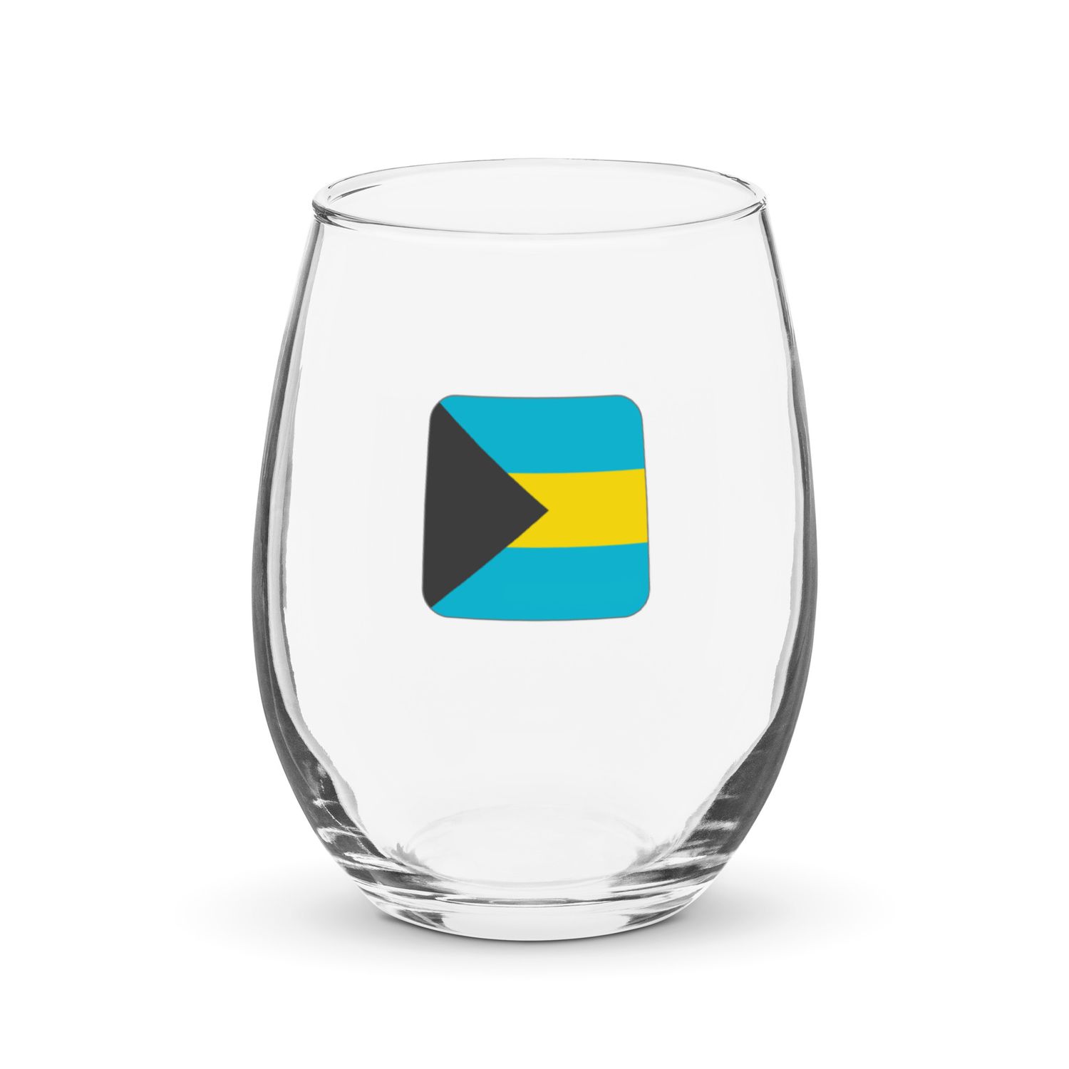 Bahamas Flag Stemless Wine Glass