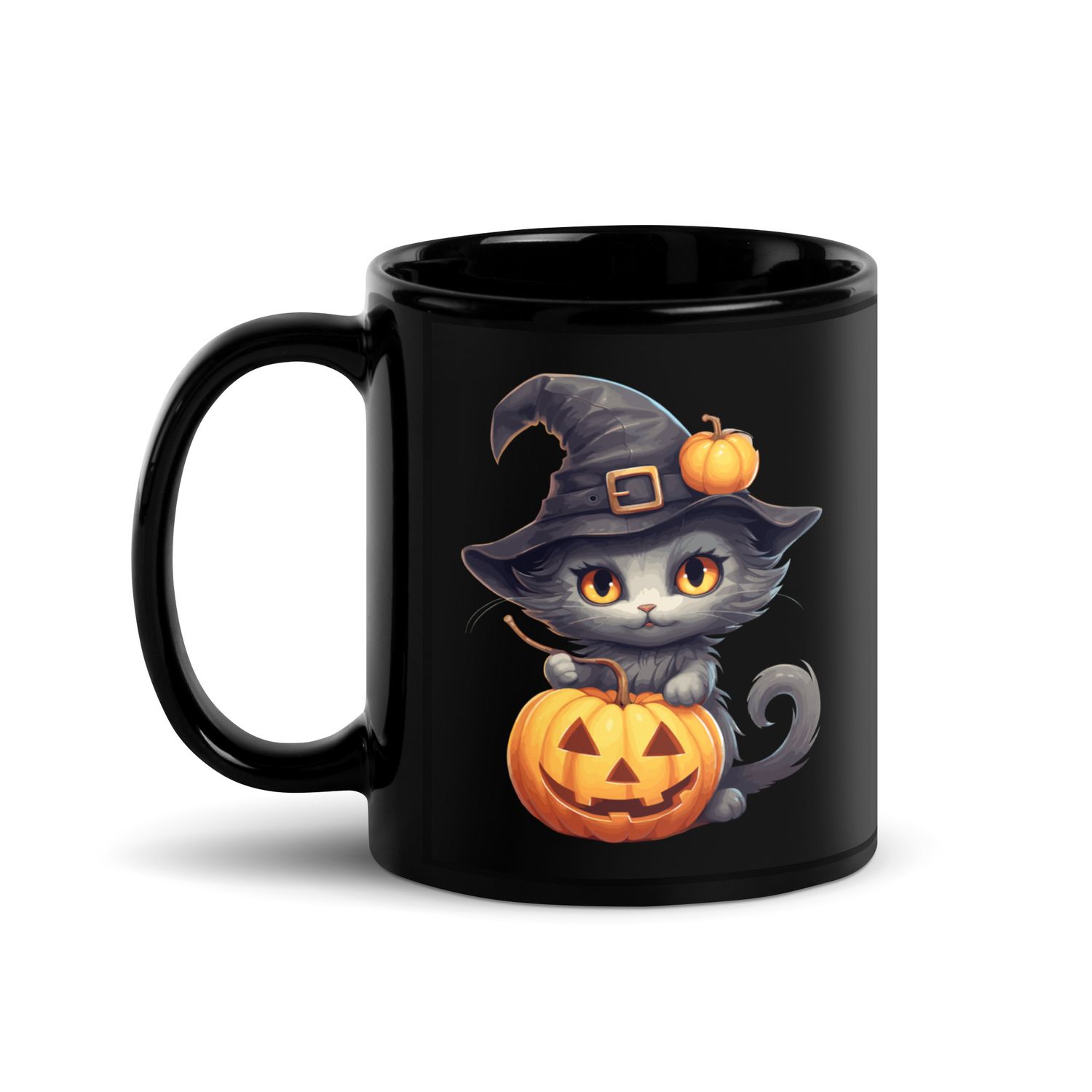 Halloween Witch Cat 1 Black Coffee Mug