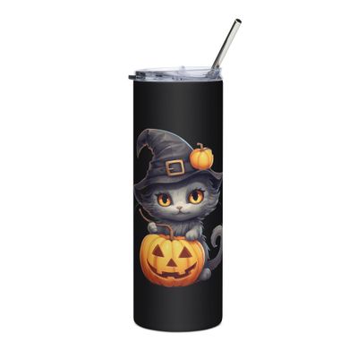 Halloween Witch Cat 1 Stainless Steel Tumbler
