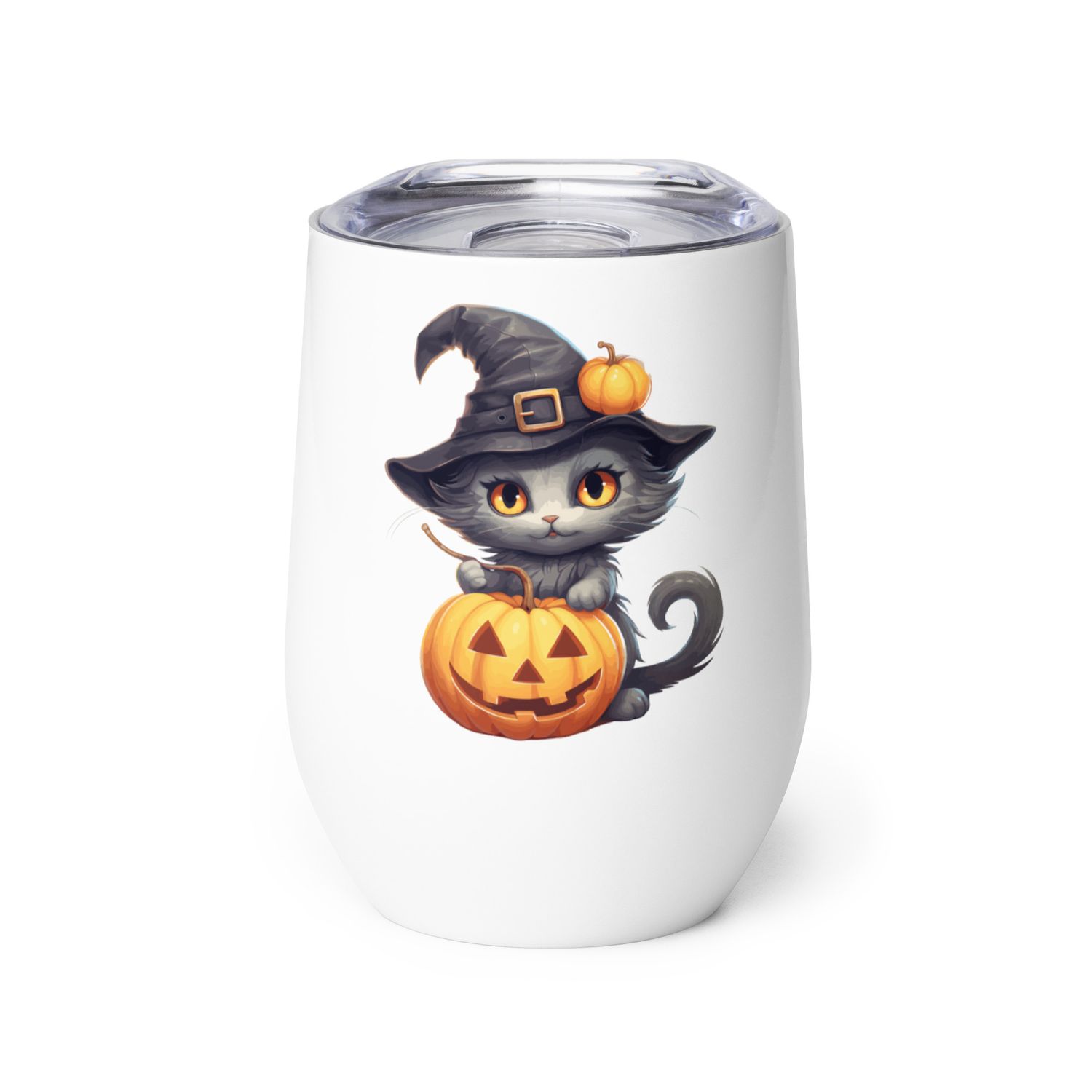 Halloween Witch Cat 1 Wine Tumbler