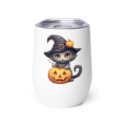 Halloween Witch Cat 1 Wine Tumbler