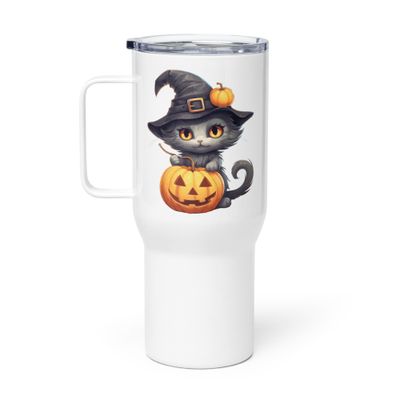 Halloween Witch Cat 1 Travel Mug with a Handle