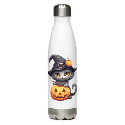 Halloween Witch Cat 1 Stainless Steel Water Bottle