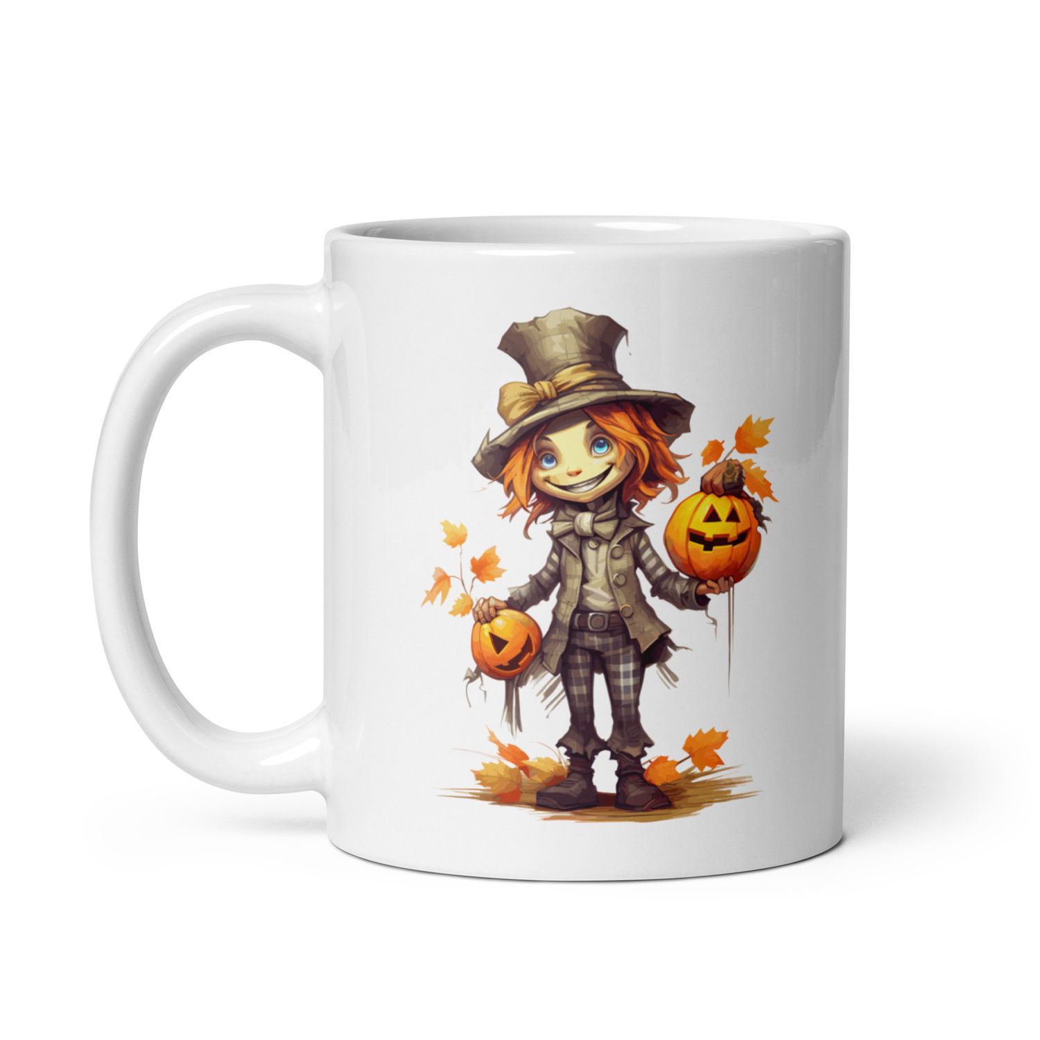 Halloween Boy with Pumpkins 1 White Coffee Mug