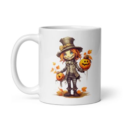 Halloween Boy with Pumpkins 1 White Coffee Mug