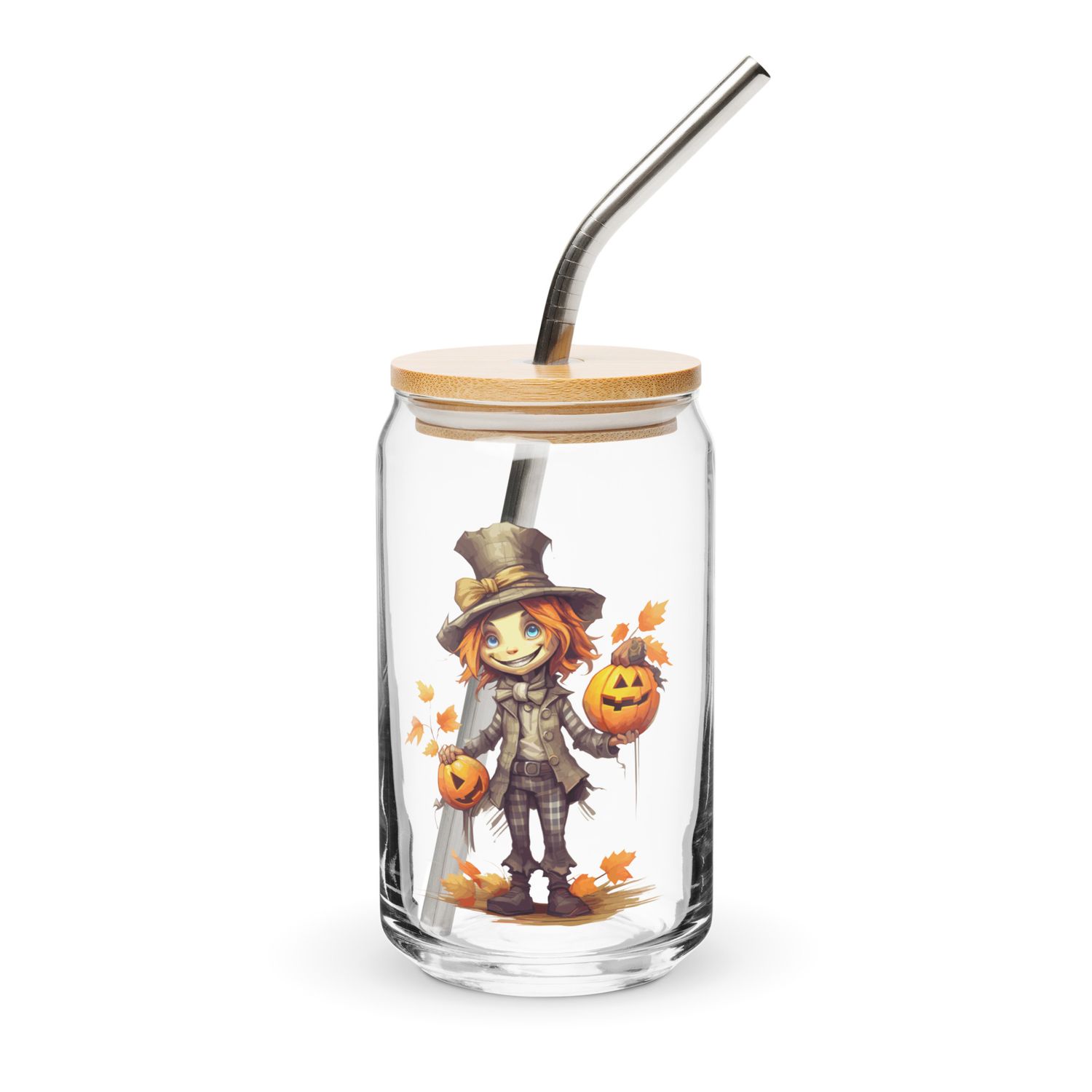 Halloween Boy with Pumpkins 1 Can-Shaped Glass