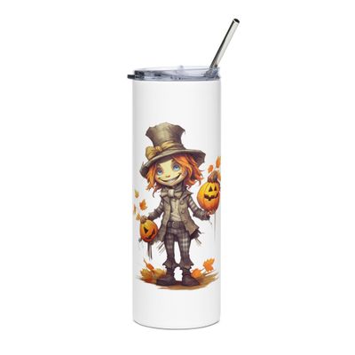 Halloween Boy with Pumpkins 1 Stainless Steel Tumbler