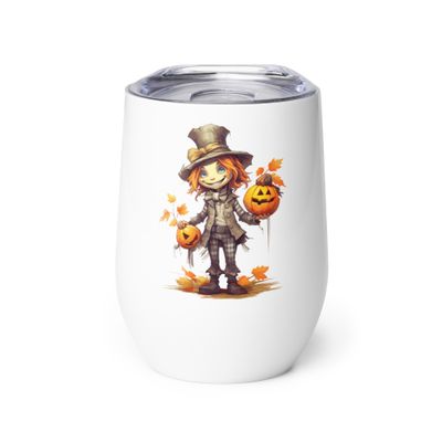Halloween Boy with Pumpkins 1 Wine Tumbler