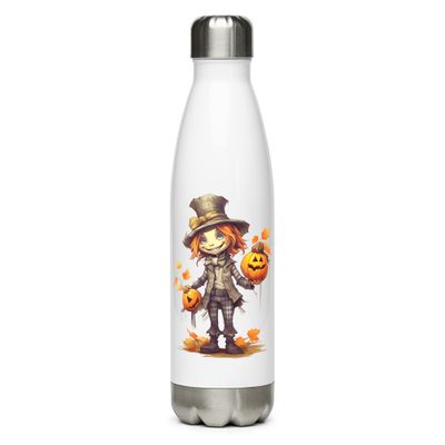 Halloween Boy with Pumpkins 1 Stainless Steel Water Bottle