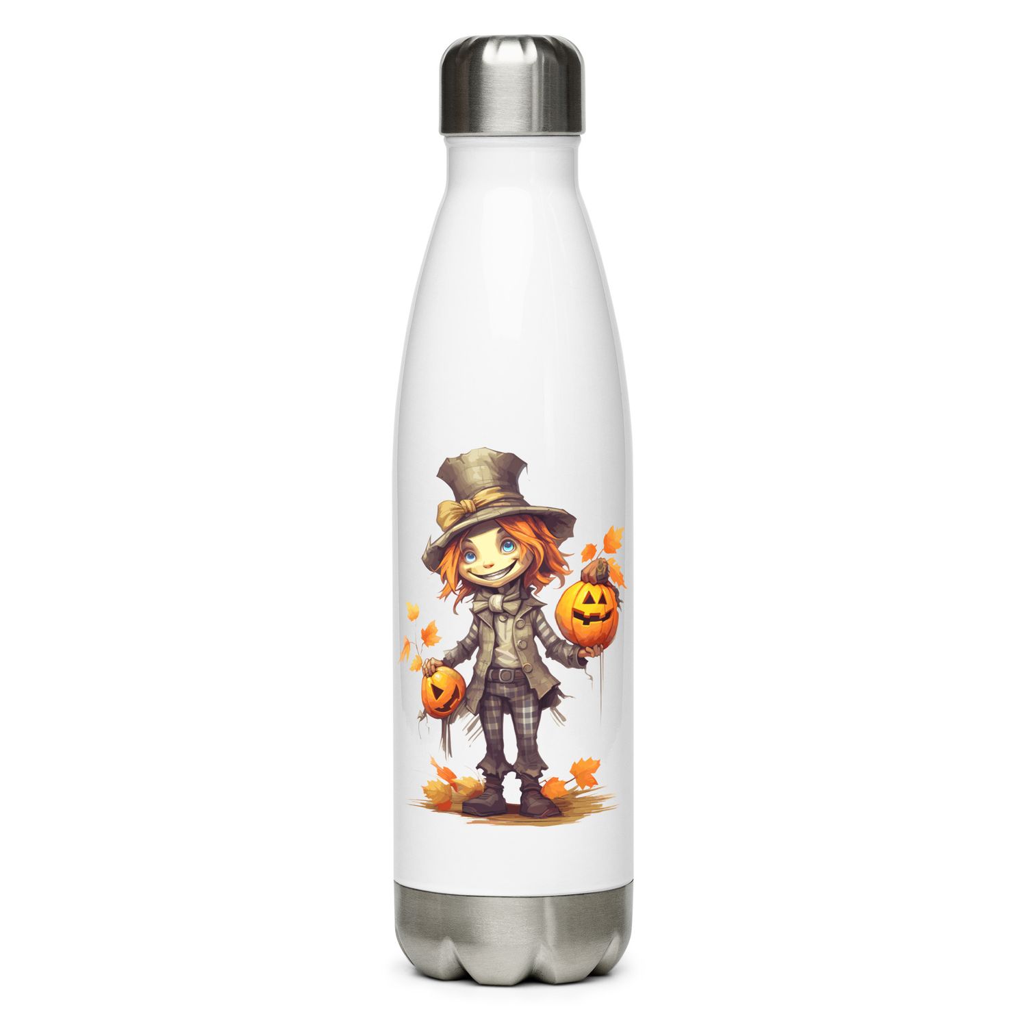 Halloween Boy with Pumpkins 1 Stainless Steel Water Bottle