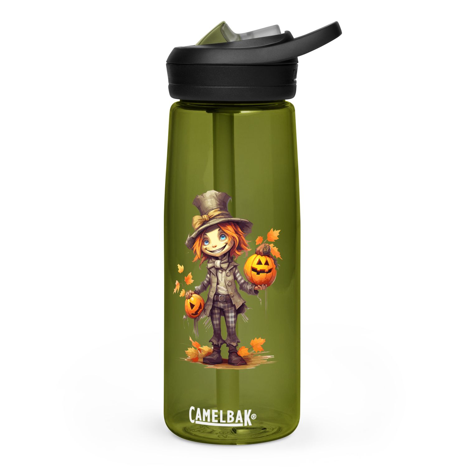 Halloween Boy with Pumpkins 1 Sports Water Bottle