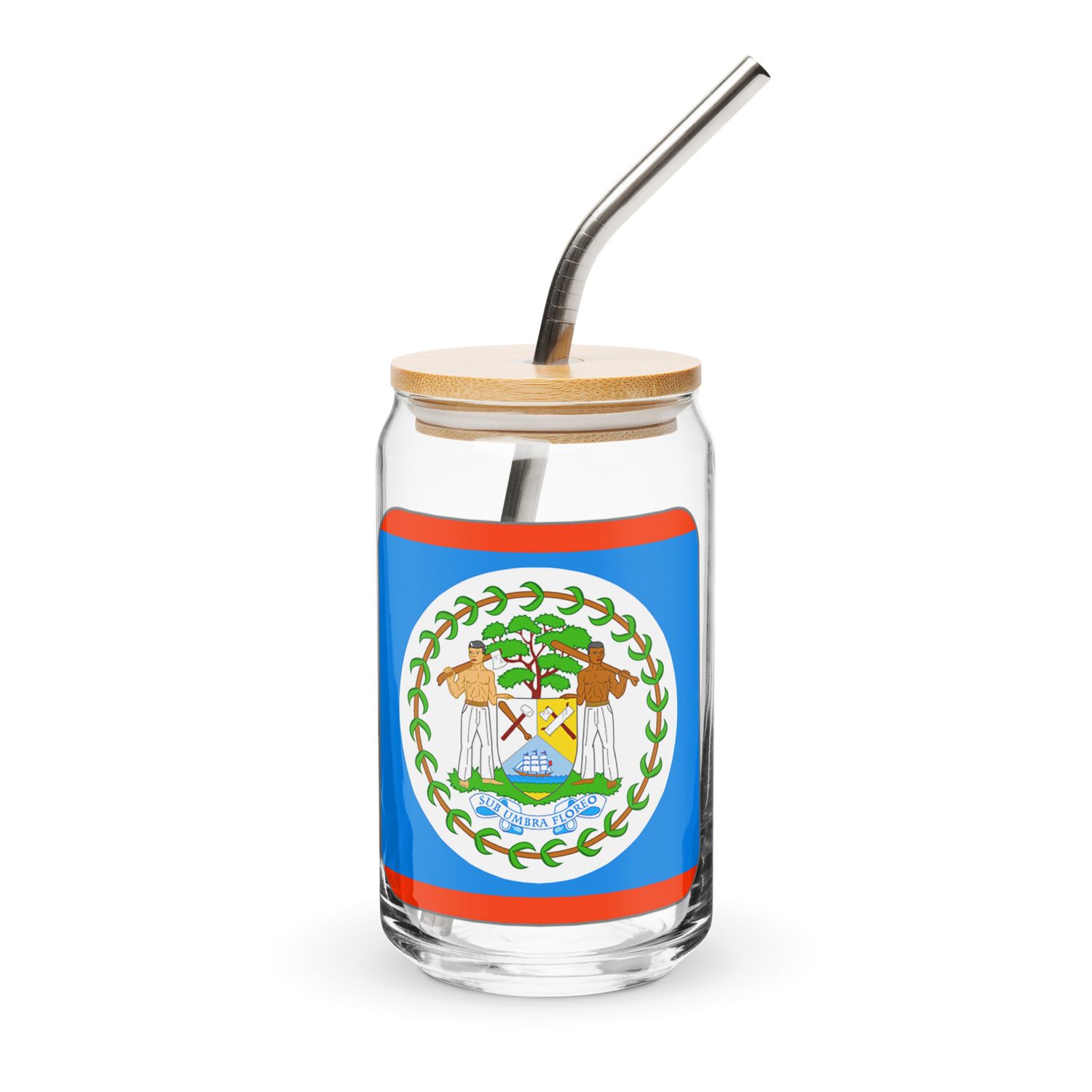 Belize Flag Can-Shaped Glass
