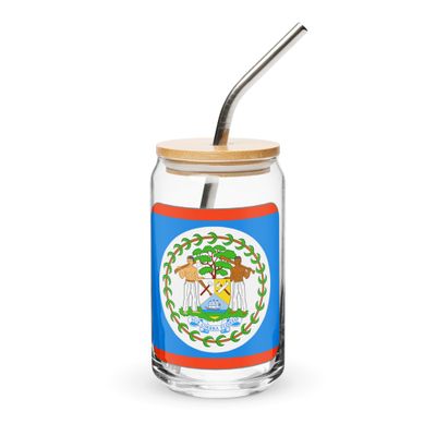 Belize Flag Can-Shaped Glass