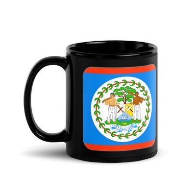 Belize Flag Black Coffee Mug