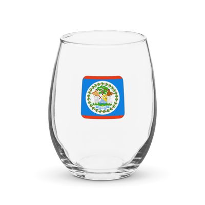 Belize Flag Stemless Wine Glass