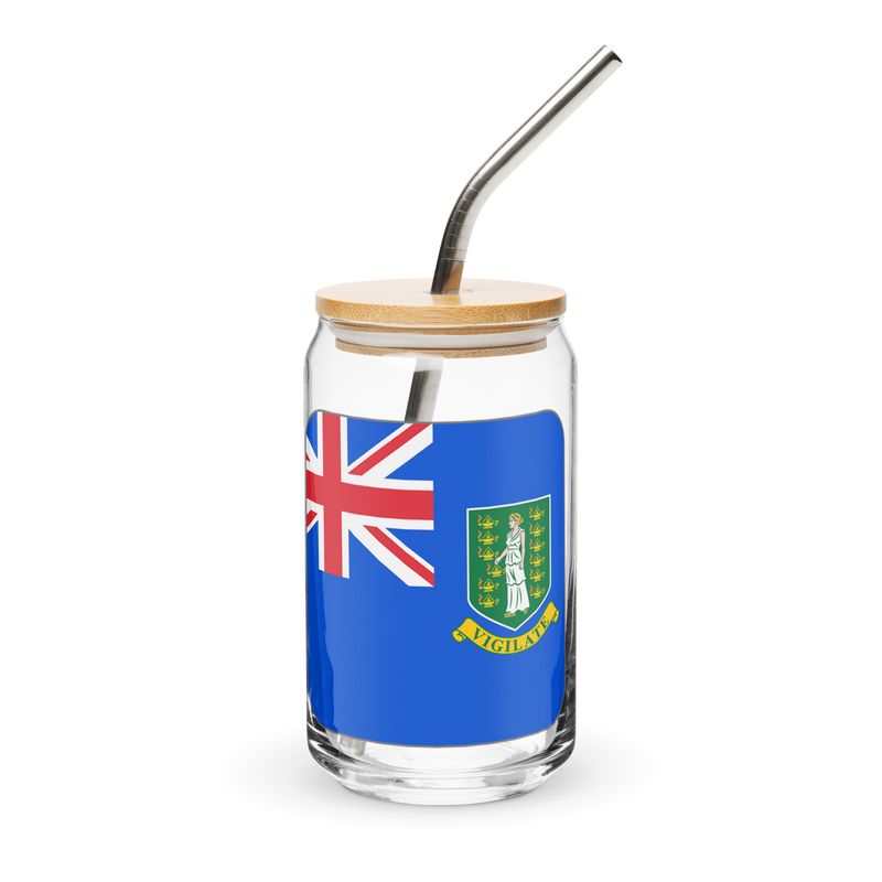 British Virgin Islands Flag Can-Shaped Glass