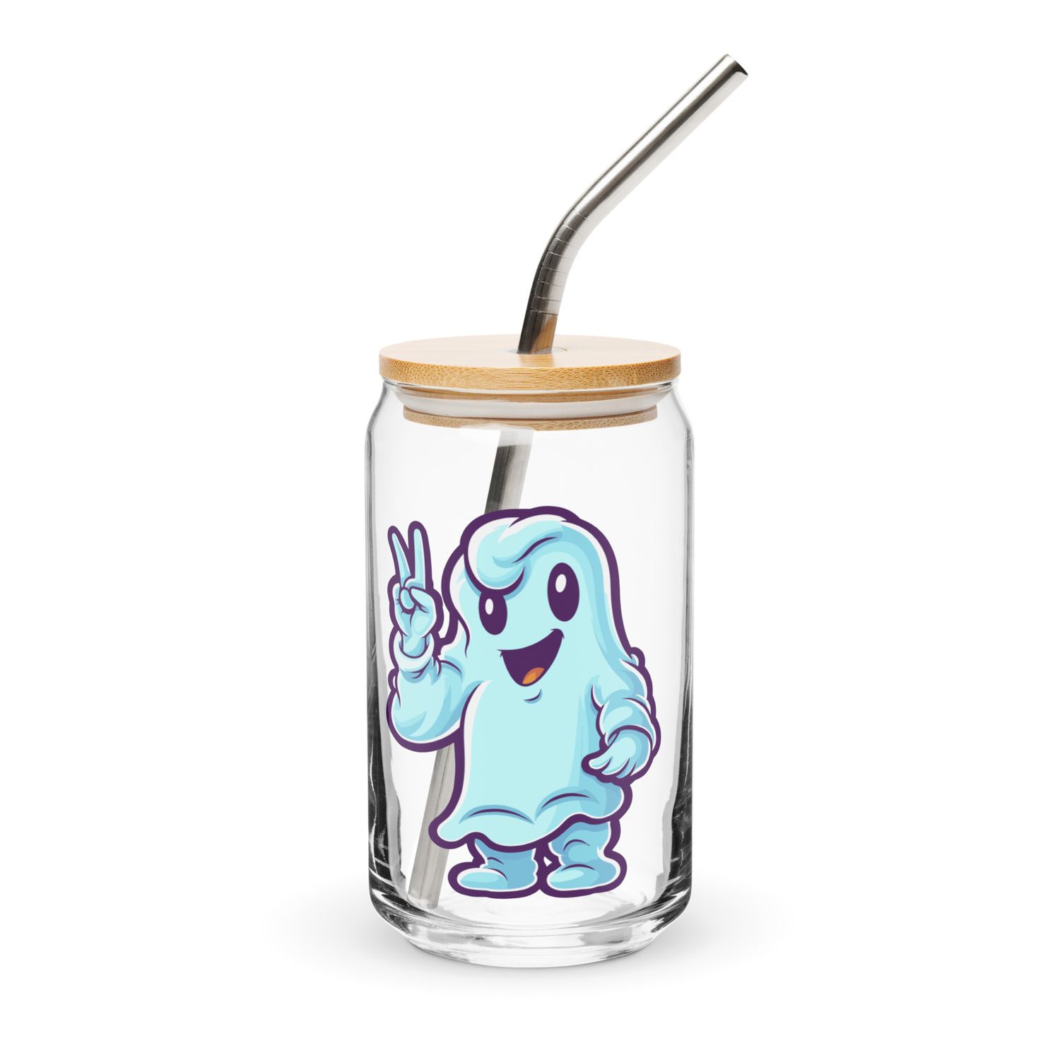 Halloween Ghost Pointing 1 Can-Shaped Glass