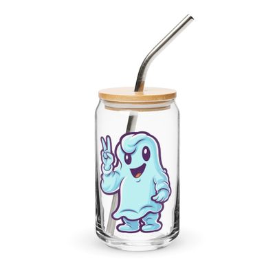 Halloween Ghost Pointing 1 Can-Shaped Glass