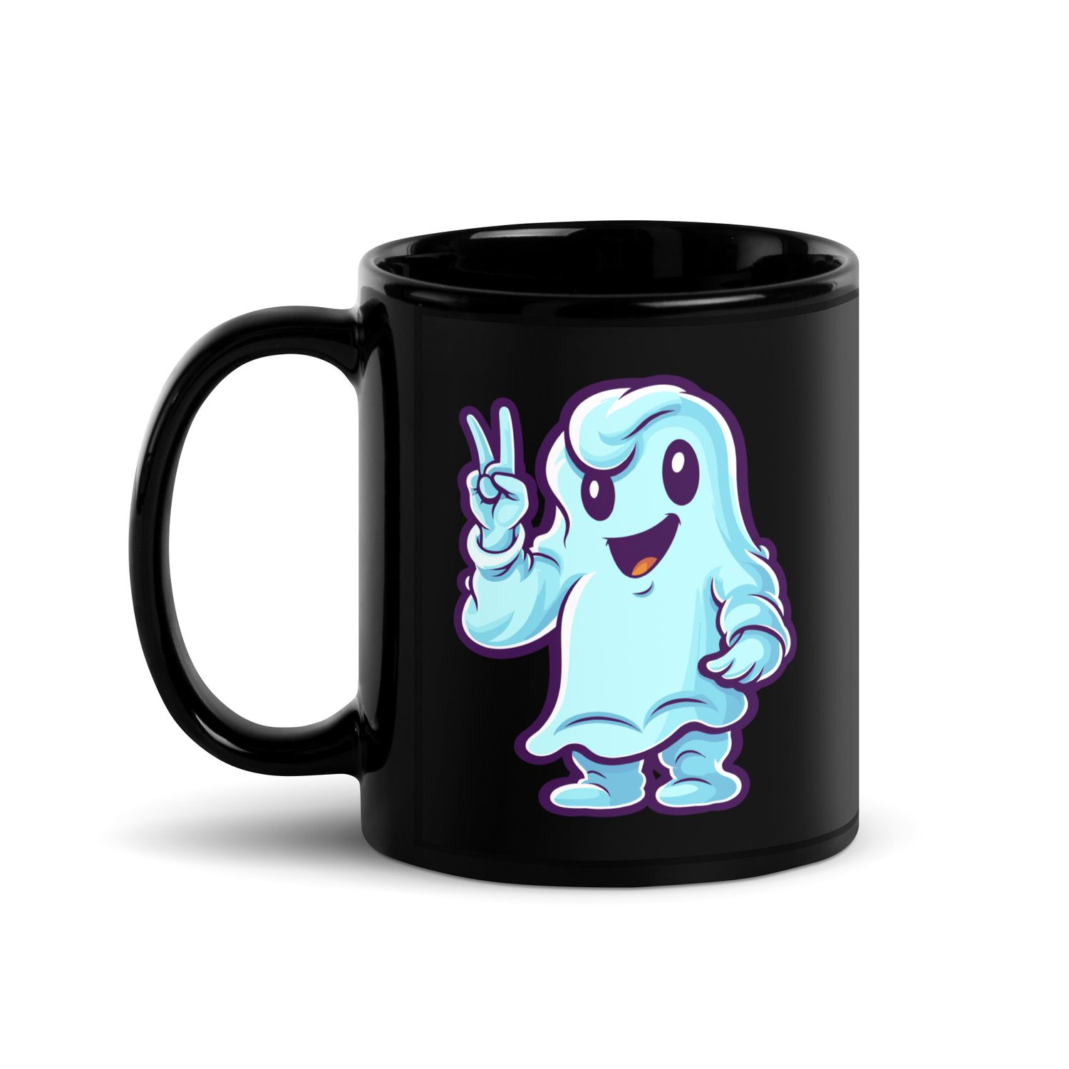 Halloween Ghost Pointing 1 Black Coffee Mug