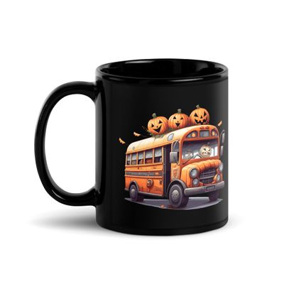 Halloween Haunted Bus 1 Black Coffee Mug