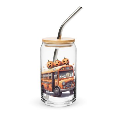 Halloween Haunted Bus 1 Can-Shaped Glass