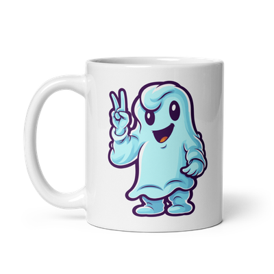 Halloween Ghost Pointing 1 White Coffee Mug