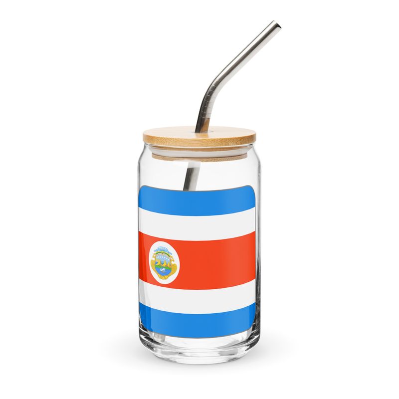 Costa Rica Flag Can-Shaped Glass