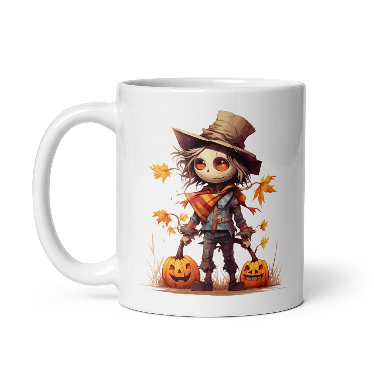 Halloween Scarecrow Boy Pumpkin 1 White Coffee Mug