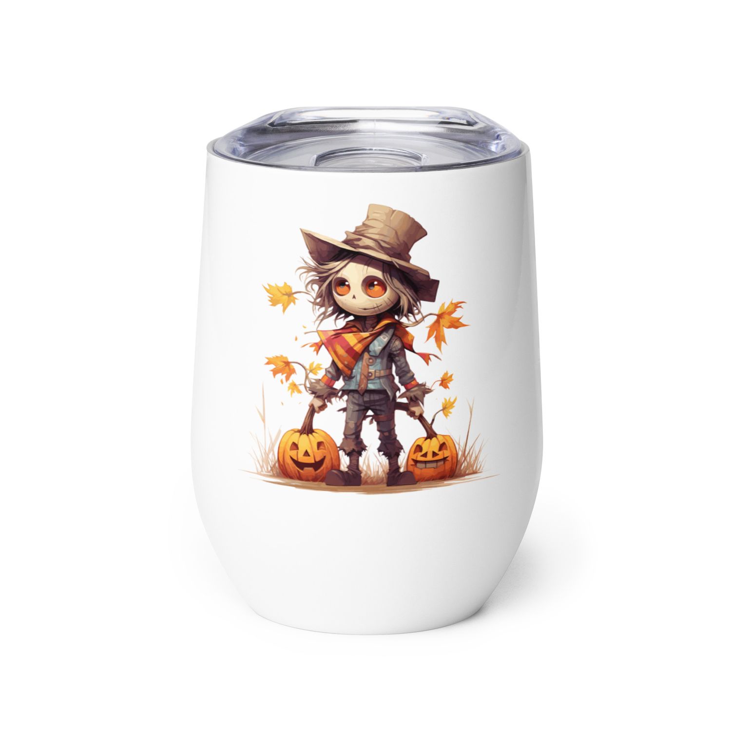 Halloween Scarecrow Boy Pumpkin 1 Wine Tumbler
