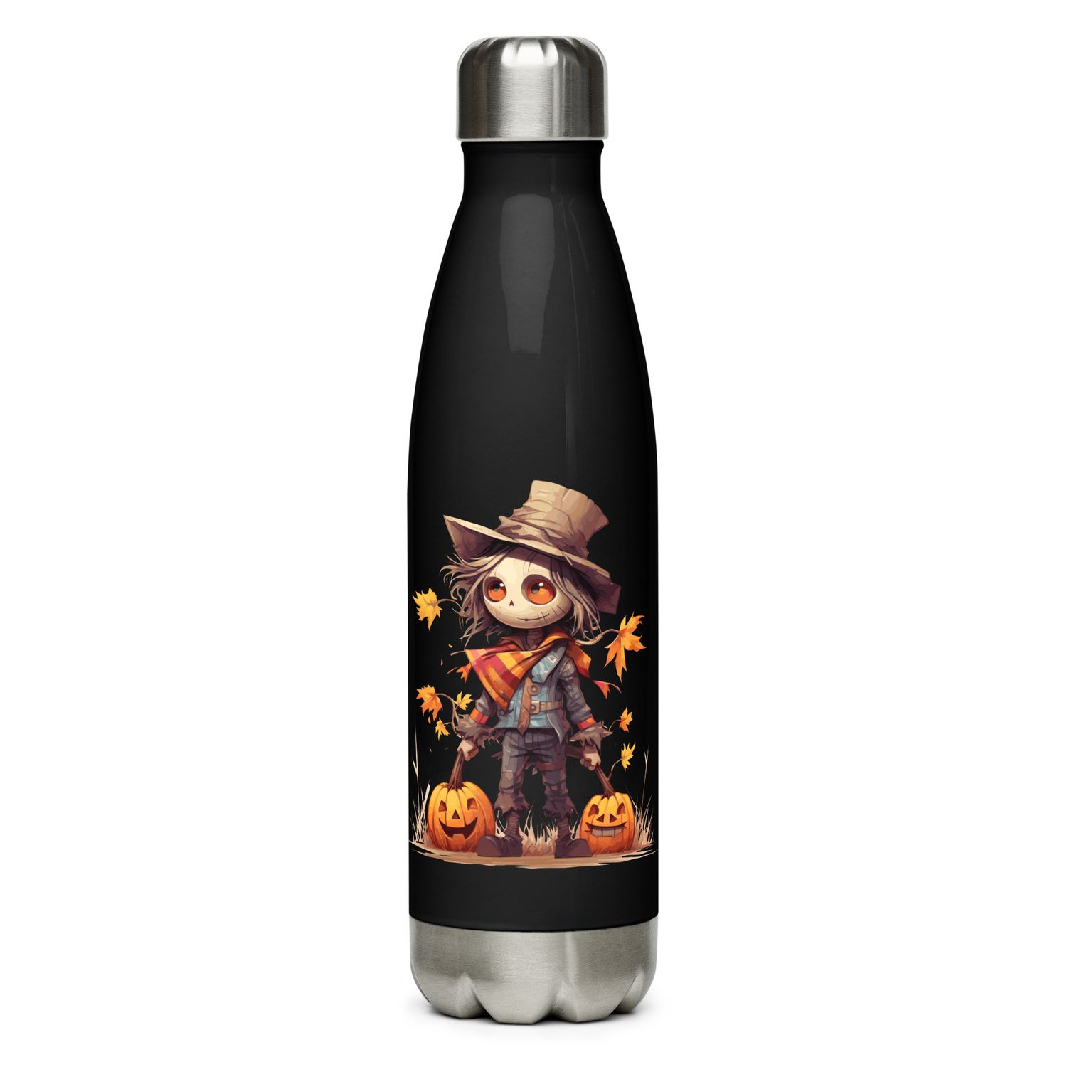 Halloween Scarecrow Boy Pumpkin 1 Stainless Steel Water Bottle